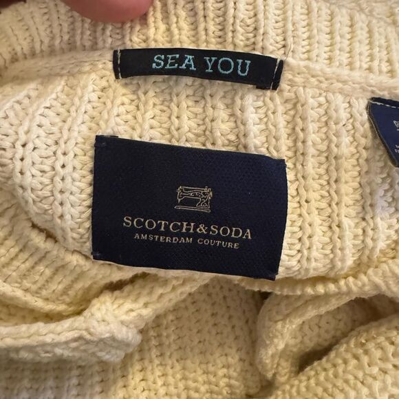 Scotch & Soda Men’s XL Cream Knit Cotton Sweater Sea You Collection Crewneck - Picture 5 of 8
